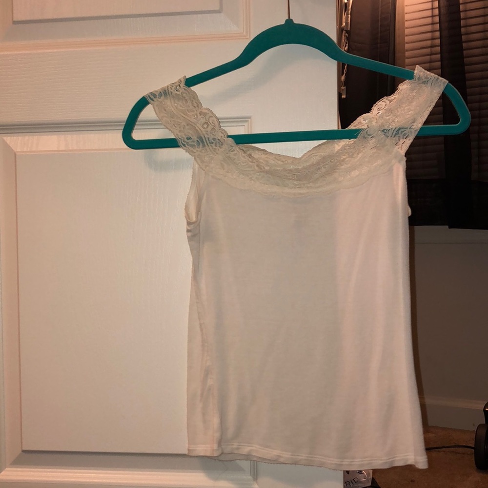 white lace off the shoulder top